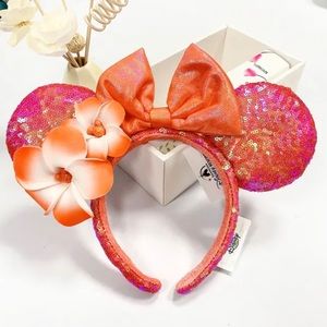 NWT Disney world orange & pink floral sequin Mickey Minnie mouse RARE